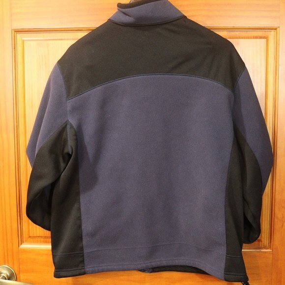 Tek Gear Men's Blue Black Fleece Full Zip Jacket Medium Outdoor Layering - Picture 9 of 11